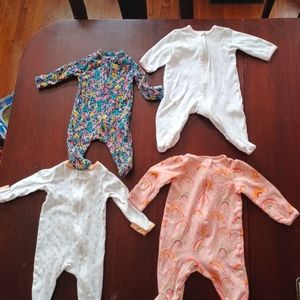 x7 0-3month Baby Girls Footie Sleepers